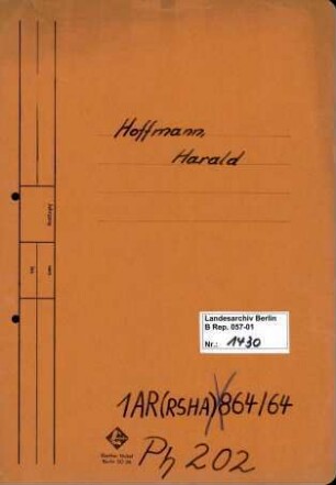 Personenheft Harald Hoffmann (*24.03.1911), SS-Obersturmführer