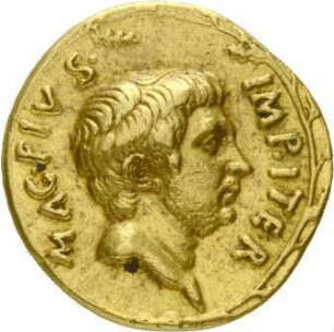 Nachbildung eines Aureus des Sextus Pompeius