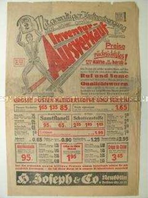 Werbeblatt für einen "Inventur-Ausverkauf" im Kaufhaus H. Joseph & Co. in Berlin