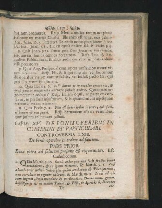 Caput XV. De Bonis Operibus In Communi Et Particulari.