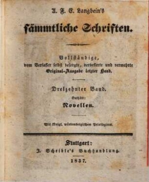A. F. E. Langbeins prosaische Werke, 8. Novellen