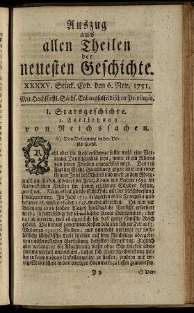 XXXXV. Stück. Cob. den 6. Nov. 1751.