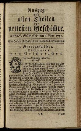 XXXXV. Stück. Cob. den 6. Nov. 1751.