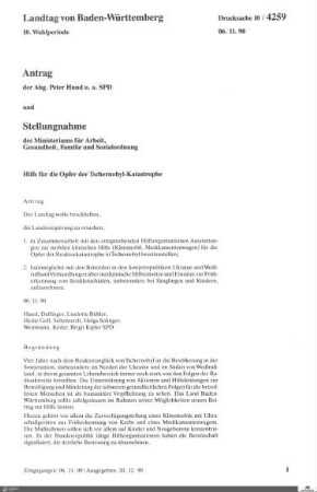 Antrag der SPD: Hilfe für die Opfer der Tschernobyl-Katastrophe