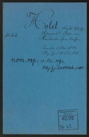 Holst, Adolf (August Adolf) * 7.1.1867