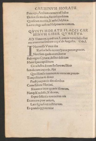 Quinti Horatii Flacci Carminum Liber Quartus.