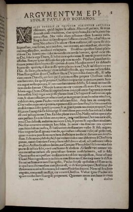 Argumentum Epistolæ Pauli Ad Romanos.
