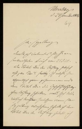 64: Brief von Fritz André an Gottlieb Planck, Marburg [?], 29.1.1907 [?]