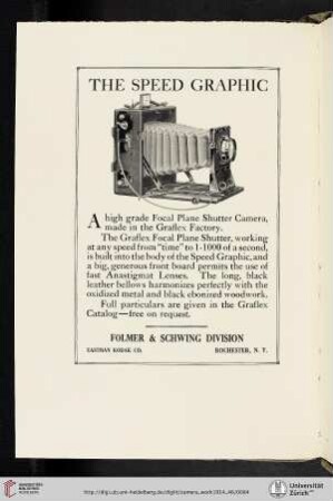 Folmer & Schwing Division, Eastman Kodak Company [The Speed Graphic Camera]