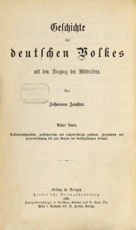 Geschichte des deutschen Volkes seit dem Ausgang des Mittelalters, 8. Culturzustände des deutschen Volkes seit dem Ausgang des Mittelalters bis zum Beginn des Dreißigjährigen Krieges ; 4