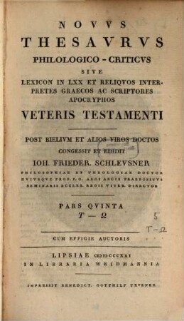 Novus thesaurus philologico-criticus sive lexicon in LXX et reliquos interpretes graecos ac scriptores apocryphos Veteris Testamenti, 5. S - Ō