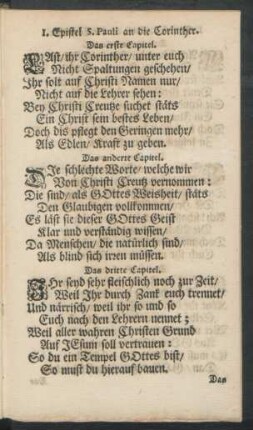 I. Epistel S. Pauli an die Corinther.