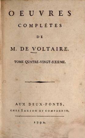 Oeuvres Complètes De M. De Voltaire, 86. Recueil Des Lettres De M. De Voltaire ; T. 8 : Janvier 1760 - Février 1761