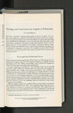 Beiträge zur Geschichte der Angeln in Britannien