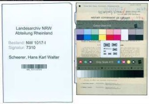 Entnazifizierung Hans Karl Walter Scheerer , geb. 28.02.1910 (Prokurist)