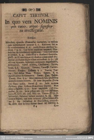 Caput Tertium. In quo vera Nominis ... ratio, atque significatio investigatur