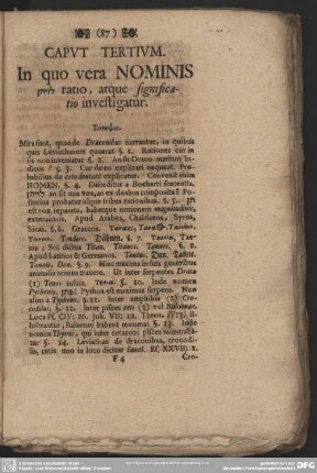 Caput Tertium. In quo vera Nominis ... ratio, atque significatio investigatur