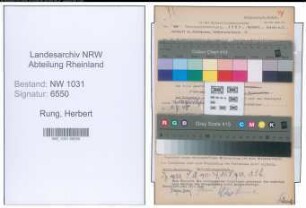 Entnazifizierung Herbert Rung , geb. 03.01.1896 (Lehrer)