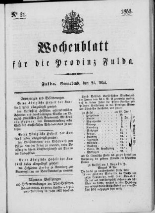 Nr. 21, Ausgabe vom 21. Mai 1853