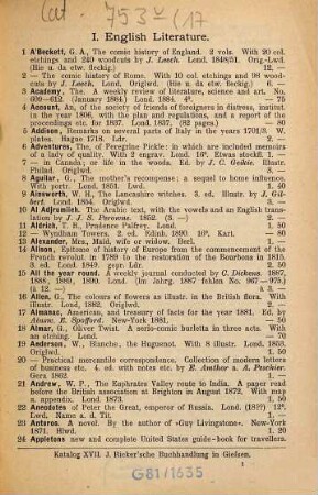 Katalog ... : J. Ricker'sche Buchhandlung in Gießen. [Sp. auch m. versch. Tit.] [Umschlagt.], 17