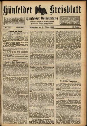 Erste Ausgabe vom Donnerstag, den 21. Oktober 1926.