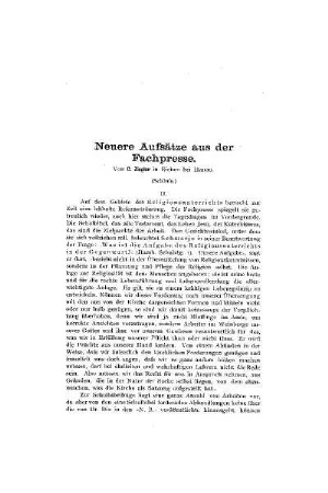 Neuere Aufsätze aus der Fachpresse : (Schluß)