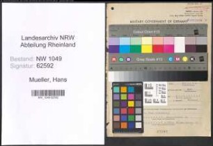 Entnazifizierung Hans Mueller , geb. 17.01.1914 (Verwaltungsbeamter)