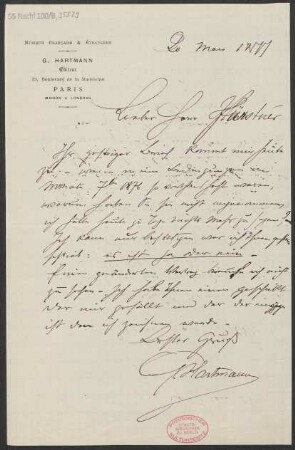 Brief an Adolph Fürstner : 20.03.1877