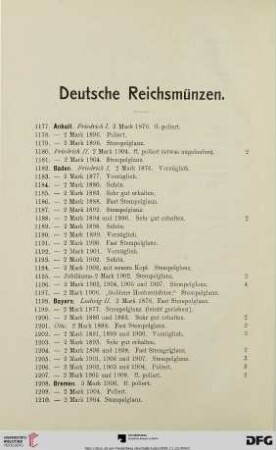 Deutsche Reichsmünzen (Nr. 1177-1344)