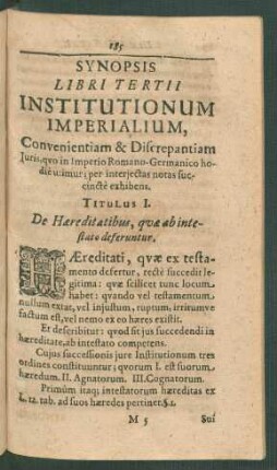 Synopsis Libri Tertii Institutionum Imperialium, ...