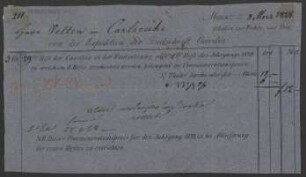 Lieferschein über "3 Ex. 29tes Heft der Cecilia in der Fortsetzung"