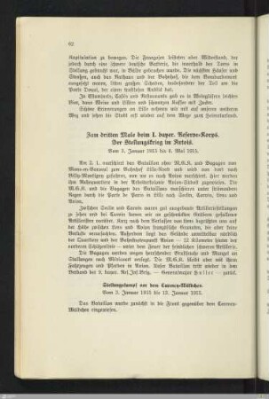 Zum dritten Male beim I. bayer. Reserve-Korps. Der Stellungskrieg im Artois