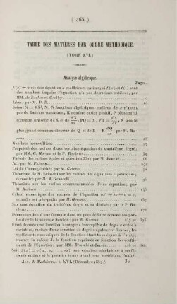 Table des matières par ordre méthodique. (Tome XVI.)