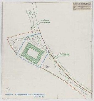 Verkehrsmuseum (nicht realisiert) – Variante III, Flächenberechnung: Lageplan. Berlin-Charlottenburg, Wandalenallee/Jafféstraße