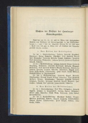 Wahlen der Beisitzer des Hamburger Gewerbegerichts.