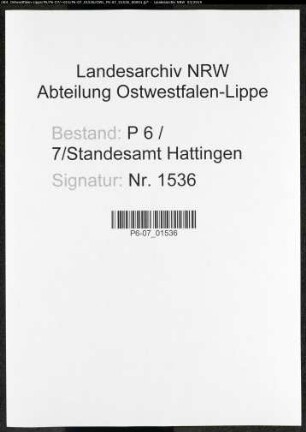 Sterberegister Standesamt Hattingen