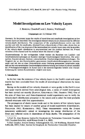 Model investigations on low velocity layers