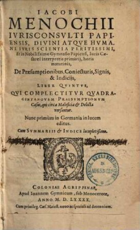 De praesumptionibus, coniecturis, signis et indiciis : libri III., 2,3