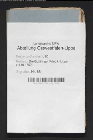 Schutzbriefe (vornehmlich in Abschrift) der Kriegsparteien für die Grafschaft Lippe