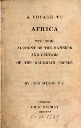 A voyage to Africa with some account of the manners and customs of the Dahomian people
