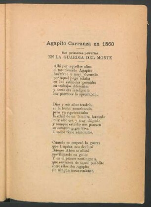 Agapito Carranza en 1860 : Sus primeros penurias en la Guardia del Monte