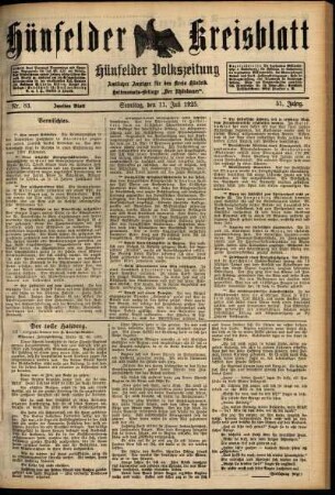 Zweite Ausgabe vom Samstag, den 11. Juli 1925.