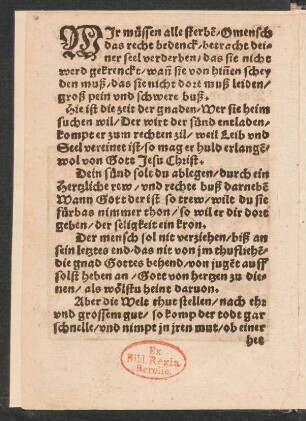 WJr müssen alle sterbe/ O mensch || das recht bedenck/