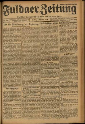 Erste Ausgabe vom Freitag, den 03. Oktober 1924.