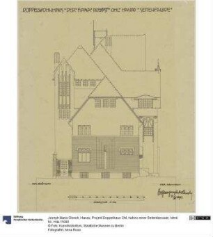Hanau, Projekt Doppelhaus Ohl, Aufriss einer Seitenfassade
