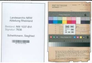 Entnazifizierung Siegfried Schwirkmann , geb. 15.03.1916 (Kunstmaler)