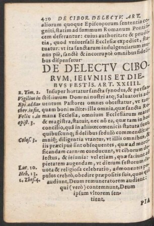De Delectu Ciborum, Ieiuniis Et Diebus Festis. Art. XXIIII.