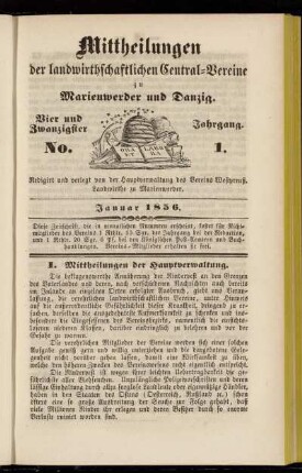 Vier und Zwanzigster Jahrgang. No. 1. Januar 1856.