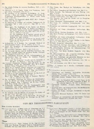 Von den Theologischen Fakultäten