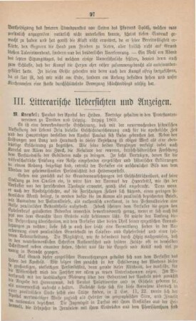 97-100 Litterarische Uebersichten und Anzeigen